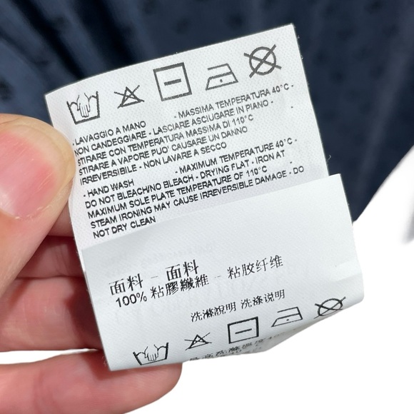 Armani Collezioni Blue Geo-Printed Long Sleeve Viscose T Shirt Size EU M/ US S - Picture 8 of 8